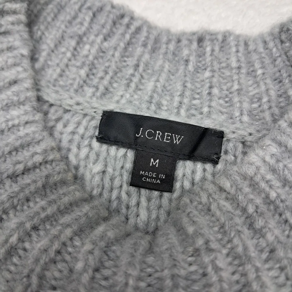 J. Crew Sweater Women's Medium Gray Pointelle Wool Alpaca Popcorn Flowers Winter